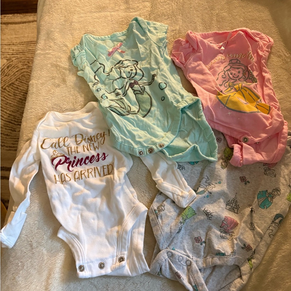 Disney Princess Bodysuit Set - White, Pink, Blue, Gray